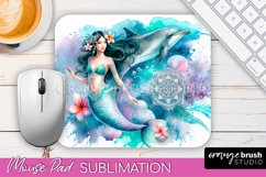 Mermaid Mouse Pad - Watercolor Mermaid Sublimation Mousepad Product Image 1