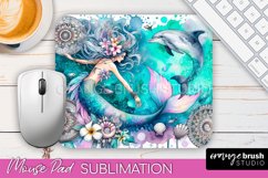 Mermaid Mouse Pad - Watercolor Mermaid Sublimation Mousepad Product Image 1