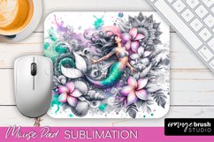 Mermaid Mouse Pad - Watercolor Mermaid Sublimation Mousepad Product Image 1