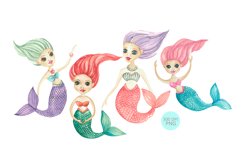 Watercolor Mermaid clipart Product Image 7