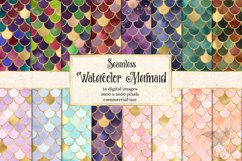 Watercolor Mermaid Digital Paper Product Image 1