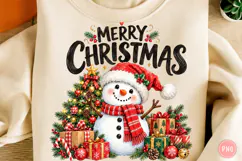 Watercolor Merry Christmas Snowman PNG, Funny Christmas PNG Product Image 1