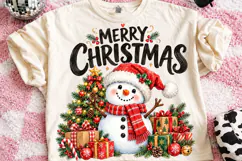 Watercolor Merry Christmas Snowman PNG, Funny Christmas PNG Product Image 2