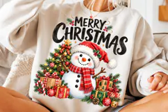 Watercolor Merry Christmas Snowman PNG, Funny Christmas PNG Product Image 3
