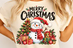 Watercolor Merry Christmas Snowman PNG, Funny Christmas PNG Product Image 4