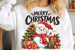 Watercolor Merry Christmas Snowman PNG, Funny Christmas PNG Product Image 5