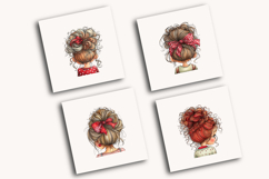 Watercolor messy bun mom Clipart Product Image 4
