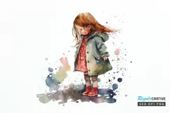 Watercolor Little Girls PNG Clipart Product Image 1