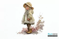 Watercolor Little Girls PNG Clipart Product Image 1