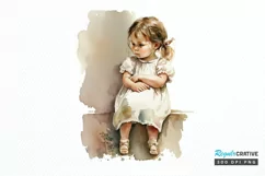 Watercolor Little Girls PNG Clipart Product Image 1