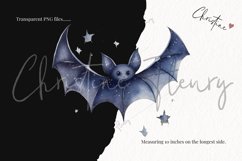 Watercolor Midnight Blue Bats Clipart Product Image 3