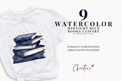 Watercolor Midnight Blue Books Clipart Product Image 2