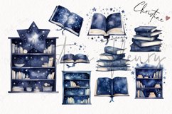 Watercolor Midnight Blue Books Clipart Product Image 4