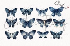 Watercolor Midnight Blue Moths Clipart Product Image 6