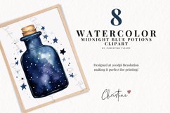 Watercolor Midnight Blue Potion Clipart Product Image 2