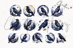 Watercolor Midnight Blue Ravens Clipart Product Image 4