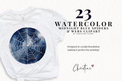 Watercolor Midnight Blue Spiders &amp; Webs Clipart Product Image 2