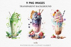 watercolor milkshake png, pink green ice cream clipart, yellow clip art, blueberry strawberry red