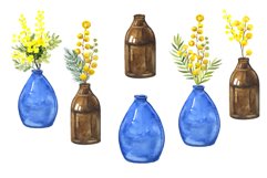 Watercolor Clipart, Spring Flowers Png Graphic yellow mimosa Product Image 3