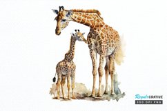 Watercolor Mom and Baby Giraffe PNG Clipart Product Image 1