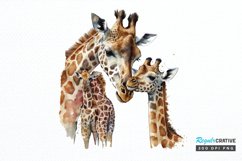 Watercolor Mom and Baby Giraffe PNG Clipart Product Image 1