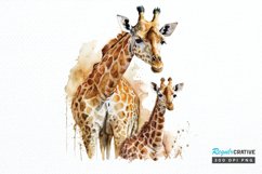 Watercolor Mom and Baby Giraffe PNG Clipart Product Image 1