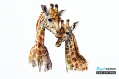 Watercolor Mom and Baby Giraffe PNG Clipart Product Image 1