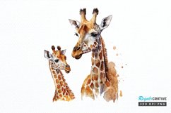 Watercolor Mom and Baby Giraffe PNG Clipart Product Image 1