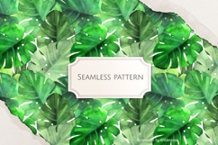 Watercolor Monstera Leaves Seamless Pattern Product Image 1