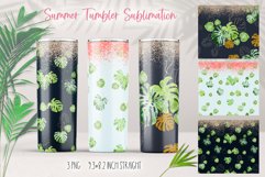 watercolor monstera tumbler sublimation