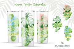 watercolor monstera tumbler  sublimation