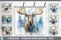 Bundle of six Watercolor Moose Tumbler designs.