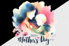 Watercolor mother and child silhouette flowers Happy Mother Day quote print 20 oz tumbler skinny mug wrap clipart t-shirt sublimation printable design