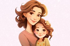 Mother and Daughter Watercolor Sublimation Clipart Product Image 7