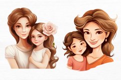 Mother and Daughter Watercolor Sublimation Clipart Product Image 6