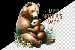 Watercolor mother child bear animal Happy Mother Day greeting quote print 20 oz tumbler skinny mug wrap clipart t-shirt sublimation printable design