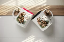 Watercolor mother child bear animal Happy Mother Day greeting quote print 20 oz tumbler skinny mug wrap clipart t-shirt sublimation printable design