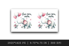 Watercolor mother child elephant heart balloons Love You Mom quote print 20 oz tumbler skinny mug wrap clipart t-shirt sublimation printable design