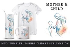 Watercolor mother child silhouette holding hands outline Mother Day print 20 oz tumbler skinny mug wrap clipart t-shirt sublimation printable design