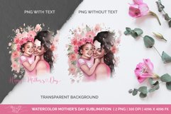 Cute watercolor black Mom and black children