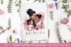 Cute watercolor black Mom and black children greeting card