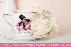 Cute watercolor black Mom and black children on mug