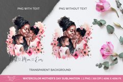 Cute watercolor black Mom and black children