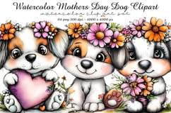 Watercolor Mothers Day Dog Clipart Product Image 1