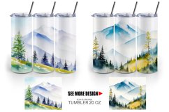 Watercolor Mountain landscape | Tumbler Sublimation Wrap Product Image 2