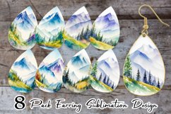 Watercolor Mountain landscape Earring teardrop sublimation Product Image 1