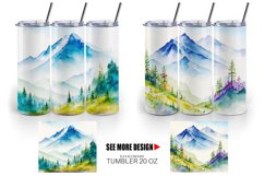 Watercolor Mountain landscape | Tumbler Sublimation Wrap Product Image 3