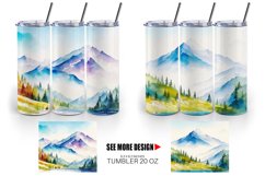 Watercolor Mountain landscape | Tumbler Sublimation Wrap Product Image 5