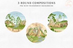 Watercolor Mountain Clipart. Pine Tree PNG, Forest Landscape Product Image 5