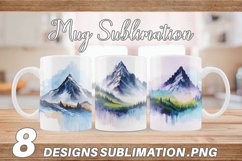 Watercolor Mountain Painting | Mug sublimation design Product Image 1